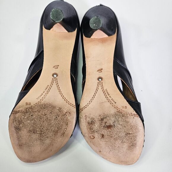 Corso Como Black Leather Draped Ruched Soft Zip Back Pumps Peep Toe Booties 8.5 - Picture 11 of 11